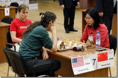 Irina Krush vs Huang Qian, 3rd Round, Women's World Ch 2012, Khanty-Mansiysk Russia