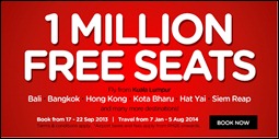 Malaysia AirAsia 1 Miilion FREE Seats 2014 Air Ticket Promotion