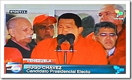 Hugo Chavez reeleito.Out 2012