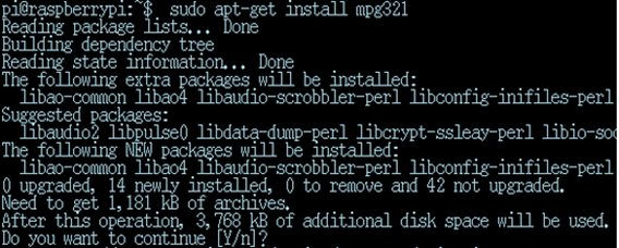 sudo apt-get install mpg321 
