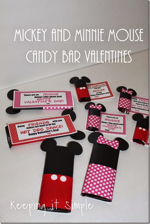 Mickey and Minnie Mouse Candy Bar Valentines
