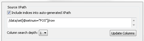 Editing the XPath expression in the chart data selection dialog