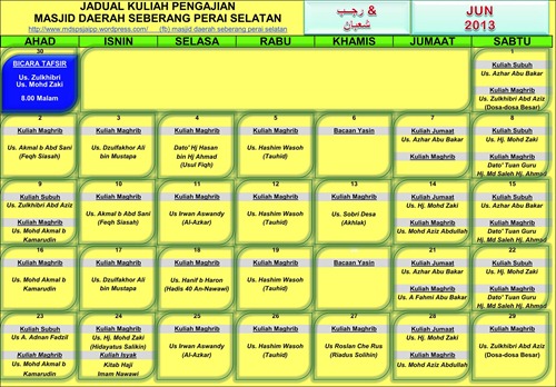 Hebahan Masjid: Jadual Kuliah Pengajian Masjid Daerah ...