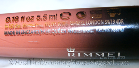 Rimmel Show Off Lip Lacquer Info on Tube