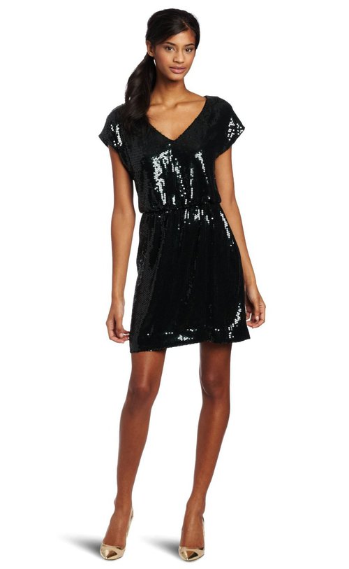 Trina Turk Women's Sequined Sleeveless Halter Above The Knee Cocktail Shift Dress Black  Size XX-Large