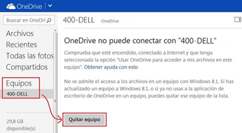 Error OneDrive no puede conectar con