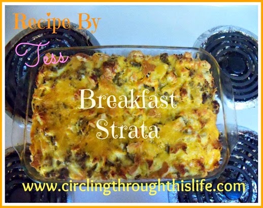 Pinnable Image for Breakfast Strata Recipe by Tess at Circling Through This Life