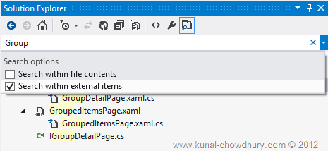 Search Filter changed in Visual Studio 2012 Solution Explorer