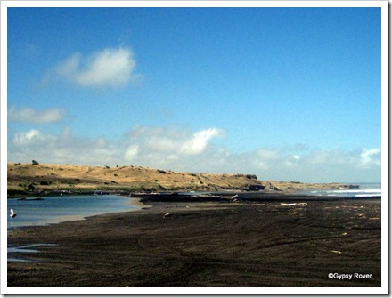 Waiinu beach with black sand.