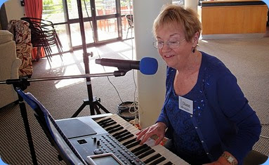 NSOKC's Events Manager, Diane Lyons singing and playing her Korg Pa900. Photo courtesy of Dennis Lyons