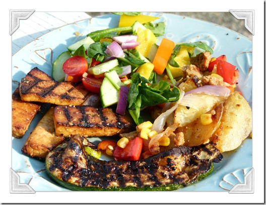 Grill Packs with tofu steak