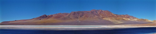 Two lakes in Chile, side by side, but such different colours.