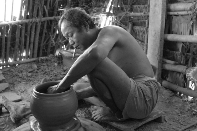 A Twante, Burma Pottery man at work