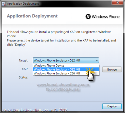 Windows Phone Application Deployment - Select the Device