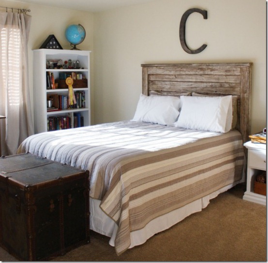 friday feature--rustic wood headboard