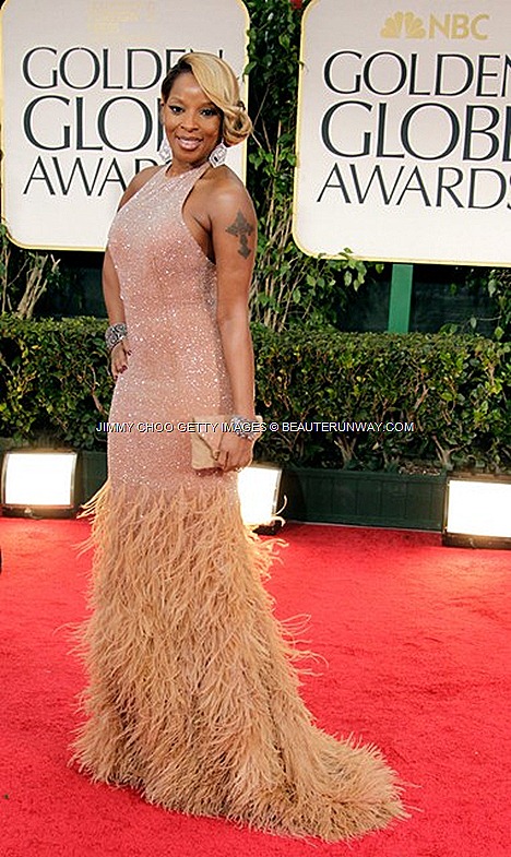JIMMY CHOO Cybelle Clutch MARY J BLIGE Michael Kors Crystal Gown 69TH ANNUAL GOLDEN GLOBES 2012 AWARDS LOS ANGELES