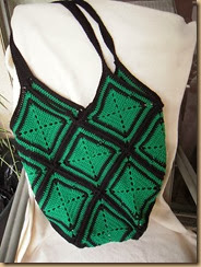 green-black crochet bag