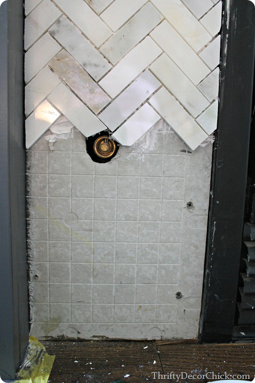 Tiling a fireplace surround from Thrifty Decor Chick