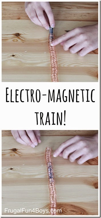 Electromagnetic Train Science Project - Kids are going to love this fun science activity for kids of all ages. Electromagnetic Train Science Project - Kids are going to love this fun science activity for kids of all ages.