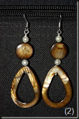 Browns tear drop, circle shells with pearls and sterling silver