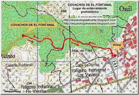 Mapa ruta Onil - El Fontanal
