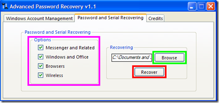 Password and Serial Recovering