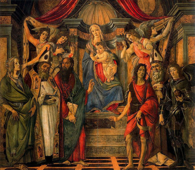 7R Boticelli - Retablo de Santa Bárbara. Virgen entronizada con Santos.jpg