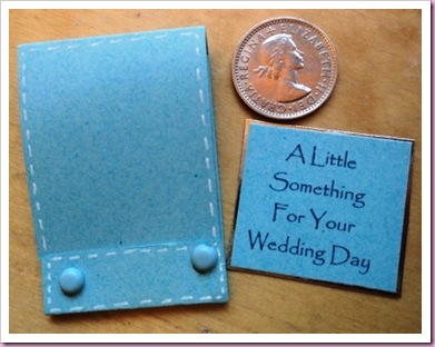 Brides matchbook with Lucky sixpence.