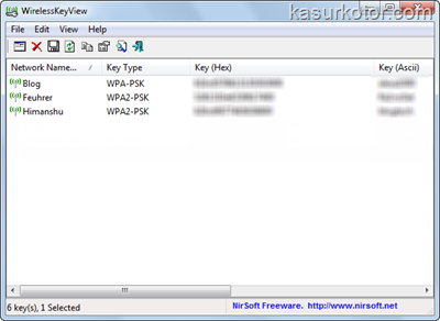 Melihat Passwords Wireless Network yang disimpan di Komputer - WirelessKeyView