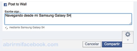 Truco para publicar en Facebook como si tuviera un Samsung Galaxy S4