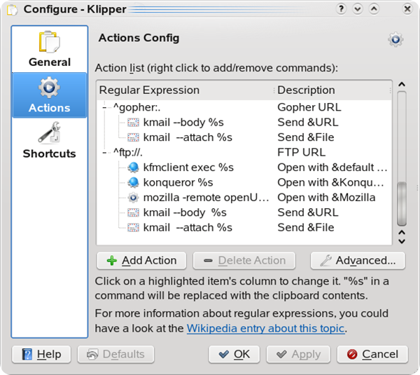 Klipper è un programma per appunti che permette una moltitudine di opzioni di copia e incolla.