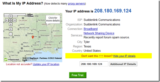 IP address shown in Firefox