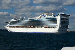 Caribbean Princess anchored at Newport