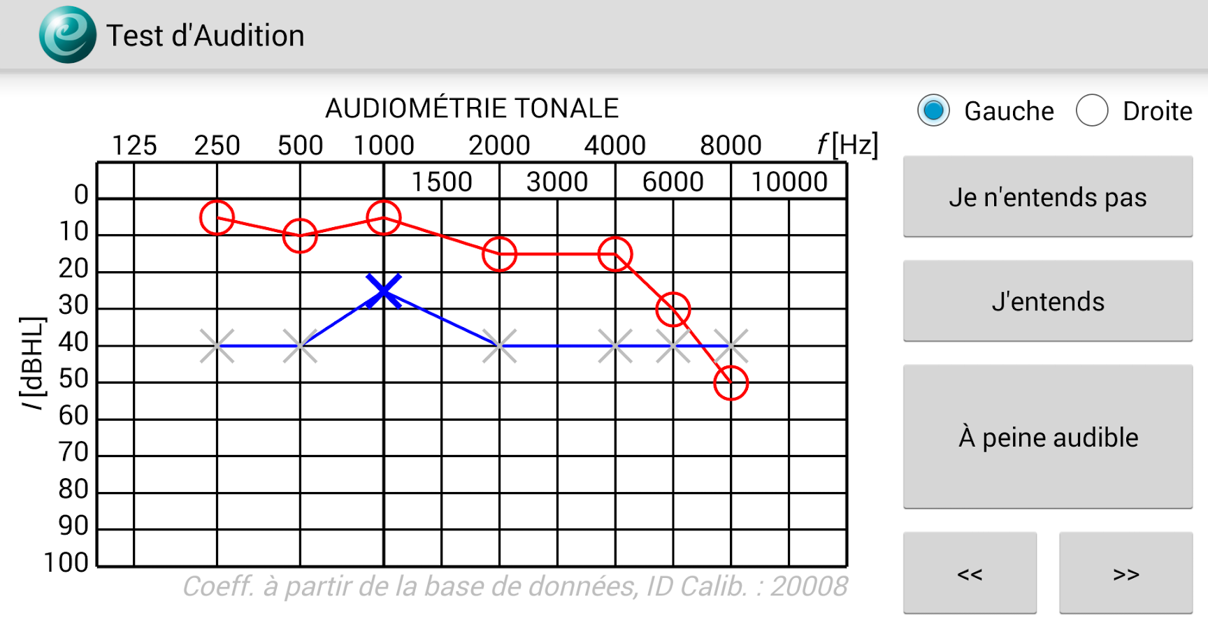   Test d'Audition – Capture d'écran 