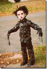 kid dressed like Edward Scissorhands (aka known in the porn remake as Edward Penishands)