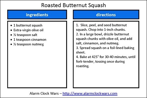 roasted butternut squash recipe card