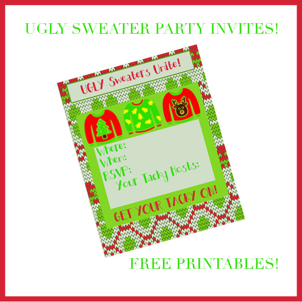 Free Printable Party Invitations for your Ugly Sweater Theme Party. Enjoy these fun invites from Major Hoff Takes A Wife.