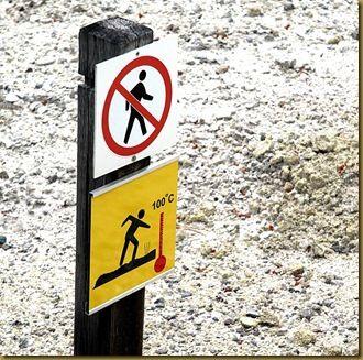 Danger sign in Wai-o-Tapu thermal reserve square crop