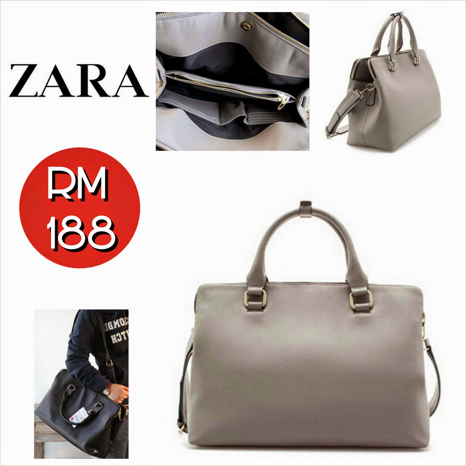 ZARA City Bag (Large Grey & Black) SOLD OUT! SHANTEK COLLECTION