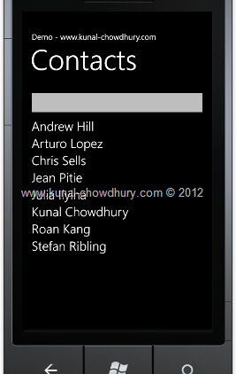 How to Search for a Contact in WP7 using the Contacts class?
