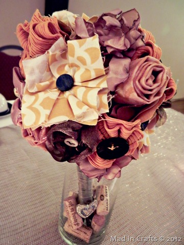 fabric flower bouquet in yellows
