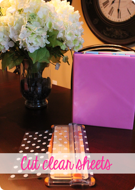 Updating Plain Old Folders into Fabulous Folders by adding clear scrapbook paper
