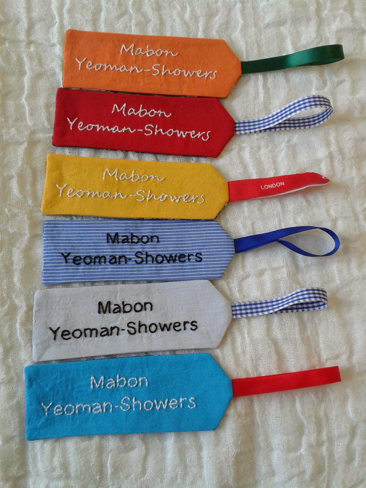 Ellie Boo And Beans Name Tags These Have Been My Best Er Recently Name Tags For Nursery Bags And Other Things I Did Some Christmas Too They Re All Hand Embroidered