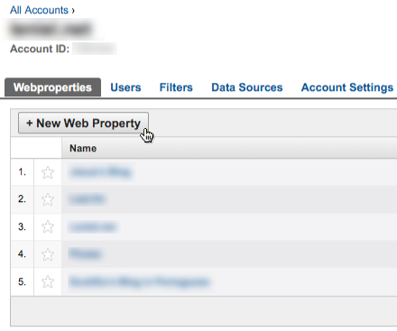  Creating a new Last.fm Google Analytics Web Property