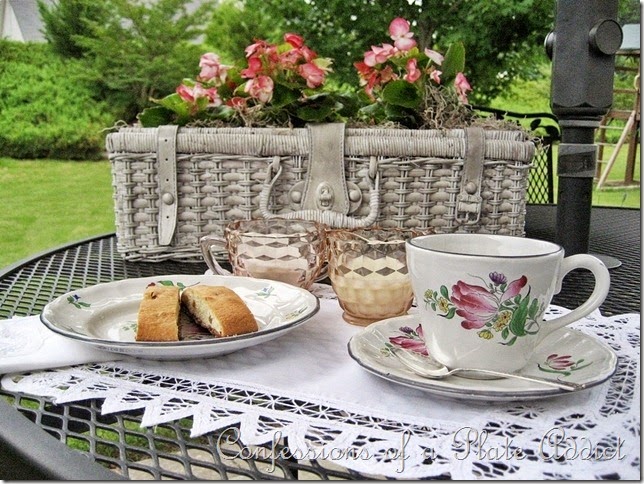 CONFESSIONS OF A PLATE ADDICT Shabby Picnic Basket Planter CONFESSIONS OF A PLATE ADDICT Shabby Picnic Basket Planter