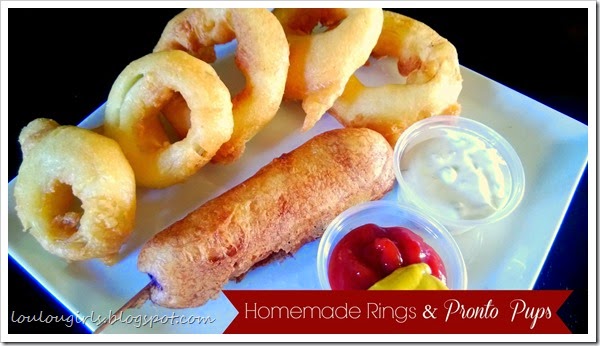 homemade onion rings and pronto pups