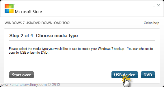Create Bootable Windows 8 USB - Step 2 - Chose Media Type