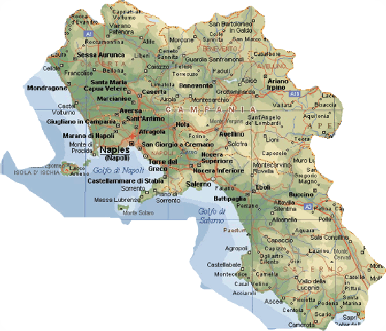 Campania Mappa Cartina della Citta