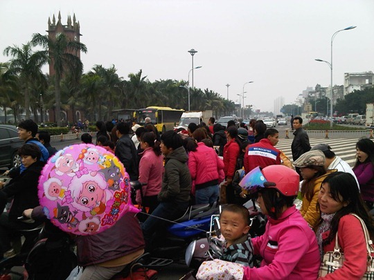 Scooters and bicycles in Haikou, China