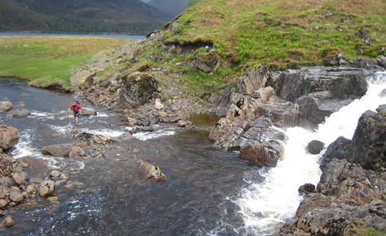 Wading the Allt Taige